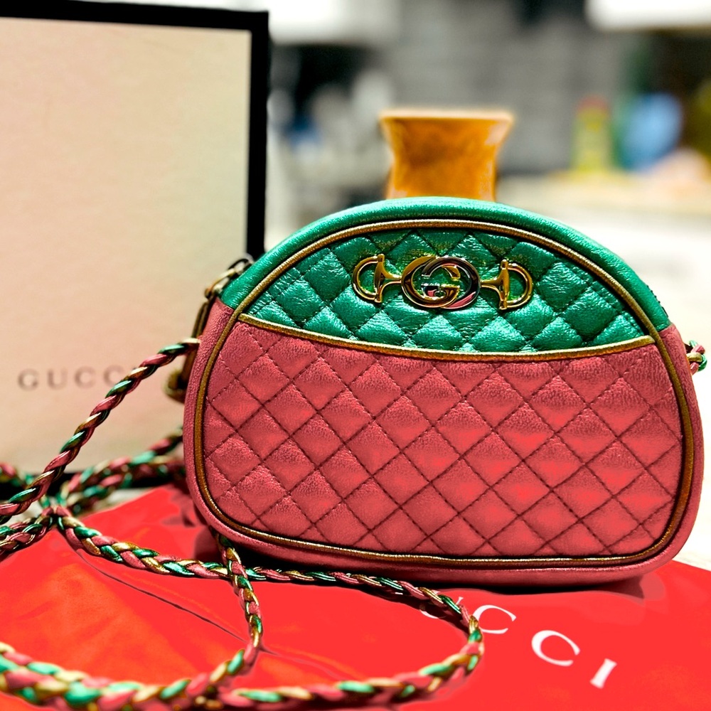 Gucci Authentic Full Inclusion Metallic Multicolor Mini Trapuntata Zumi Bag